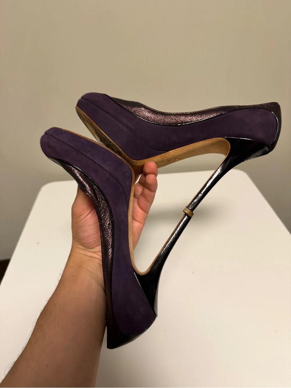 Christian Dior Suede Bow Accents Pumps Purple Metallic EU 37 US 7
